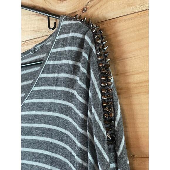 Lily Rose Women's Striped Top with Stud Detail shoulders. Size Large.GrungeBiker - Picture 4 of 7